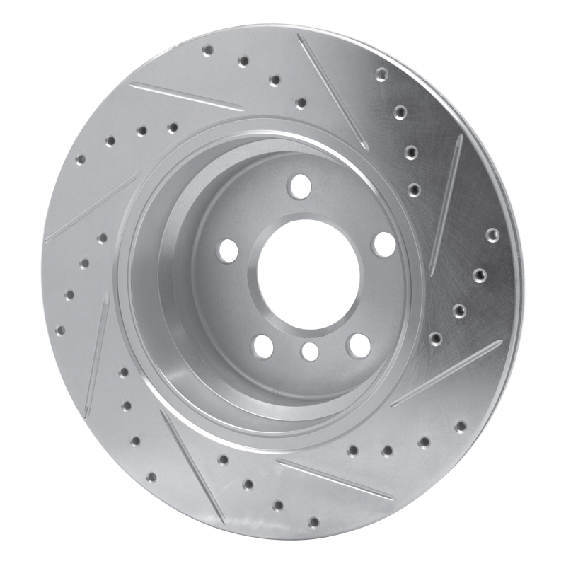 BMW X5 Brake Rotor (1) - Rear Left - R1 Concepts - Drilled & Slotted - Silver - `02-`06